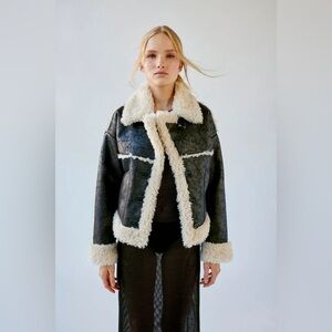 Urban outfitters Uo Maria Faux Leather & Shearling Jacket